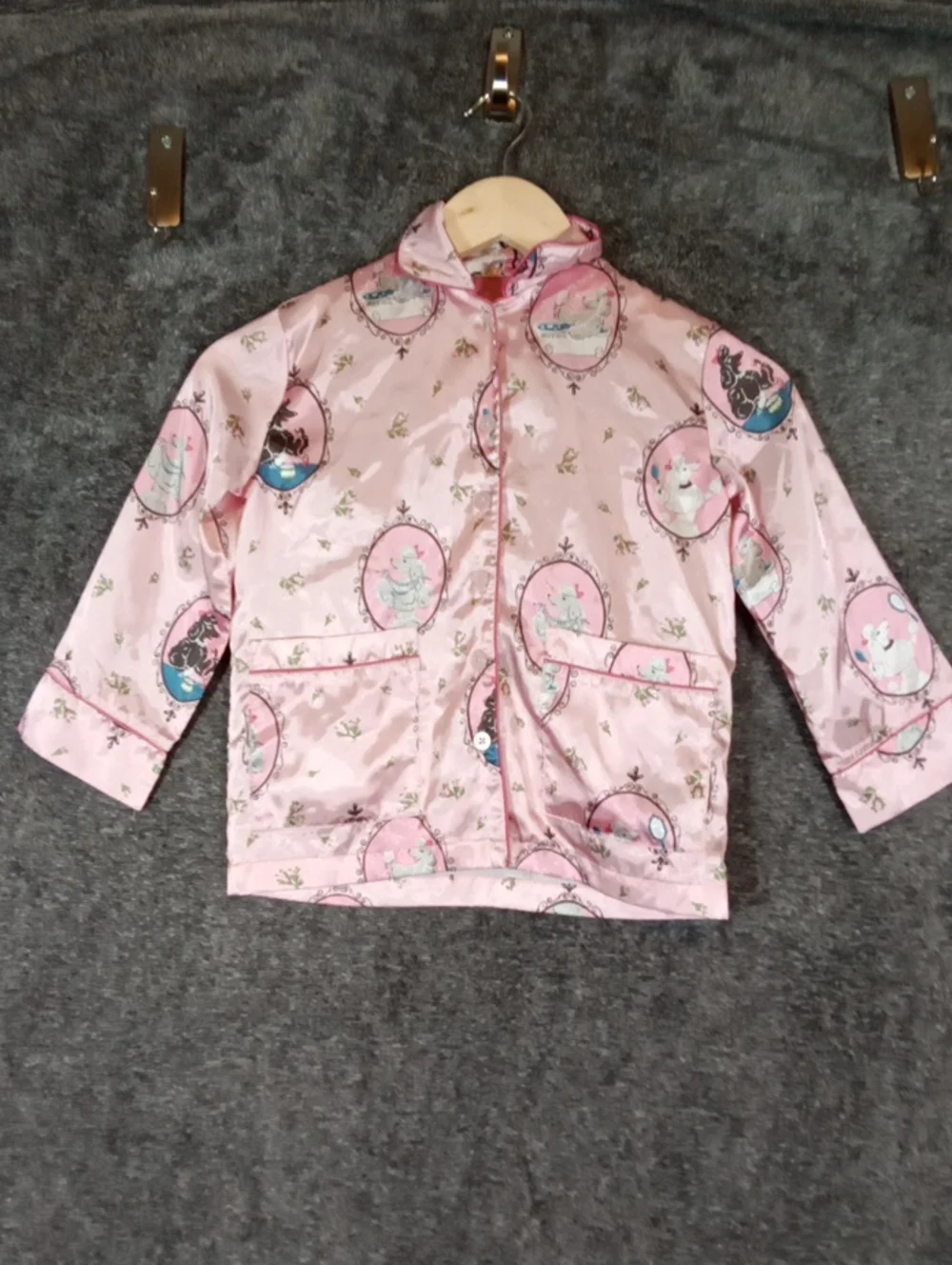 Nick & Nora Sleepwear Top Only Poodles Print Art To Wear Girls Xs Comfy